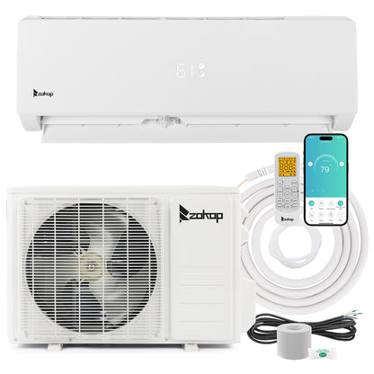 ZOKOP 12000BTU Wifi Enabled 115V Smart Split Type Inverter Air Conditioners with Heating Function