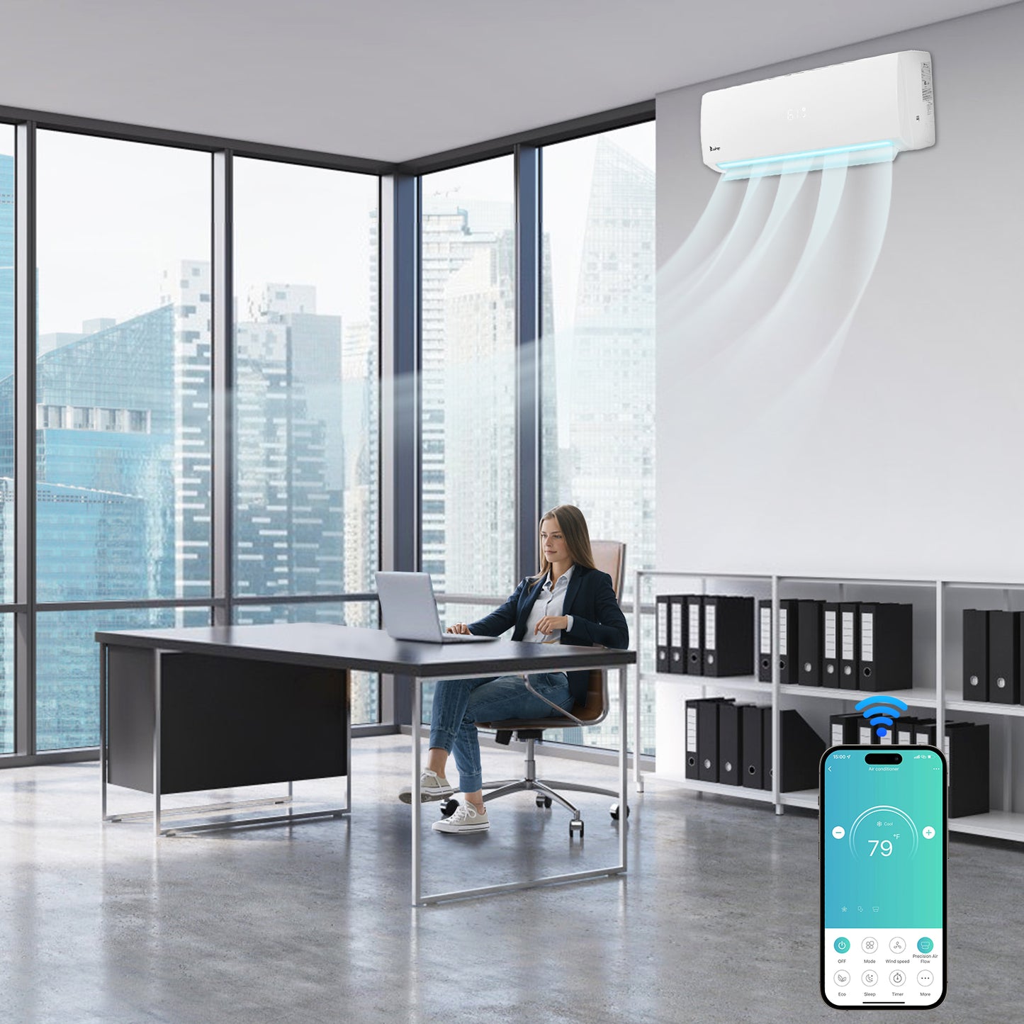 ZOKOP 18000BTU Wifi Enabled Smart Split Type Inverter Air Conditioners with Heating Function