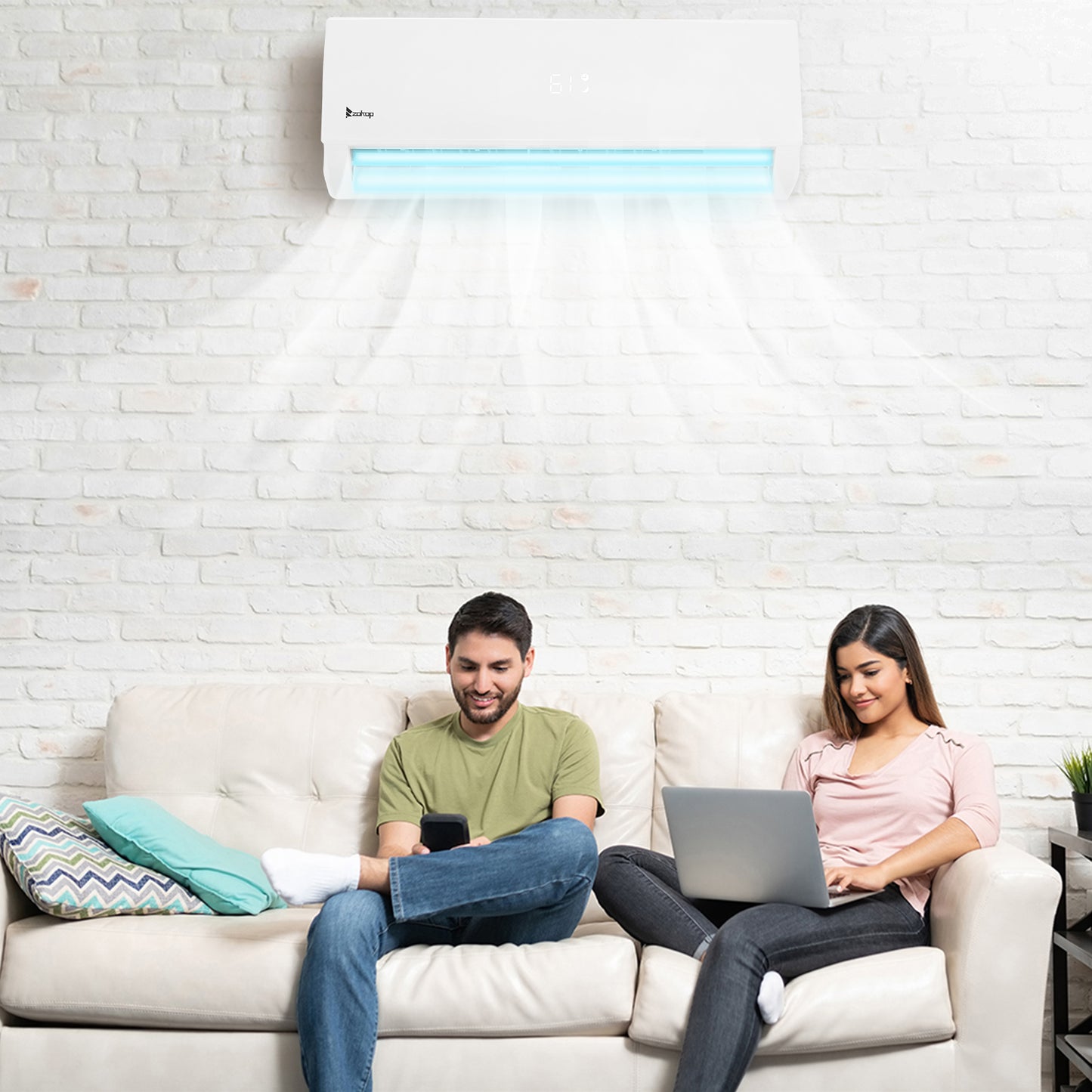 ZOKOP 18000BTU Wifi Enabled Smart Split Type Inverter Air Conditioners with Heating Function