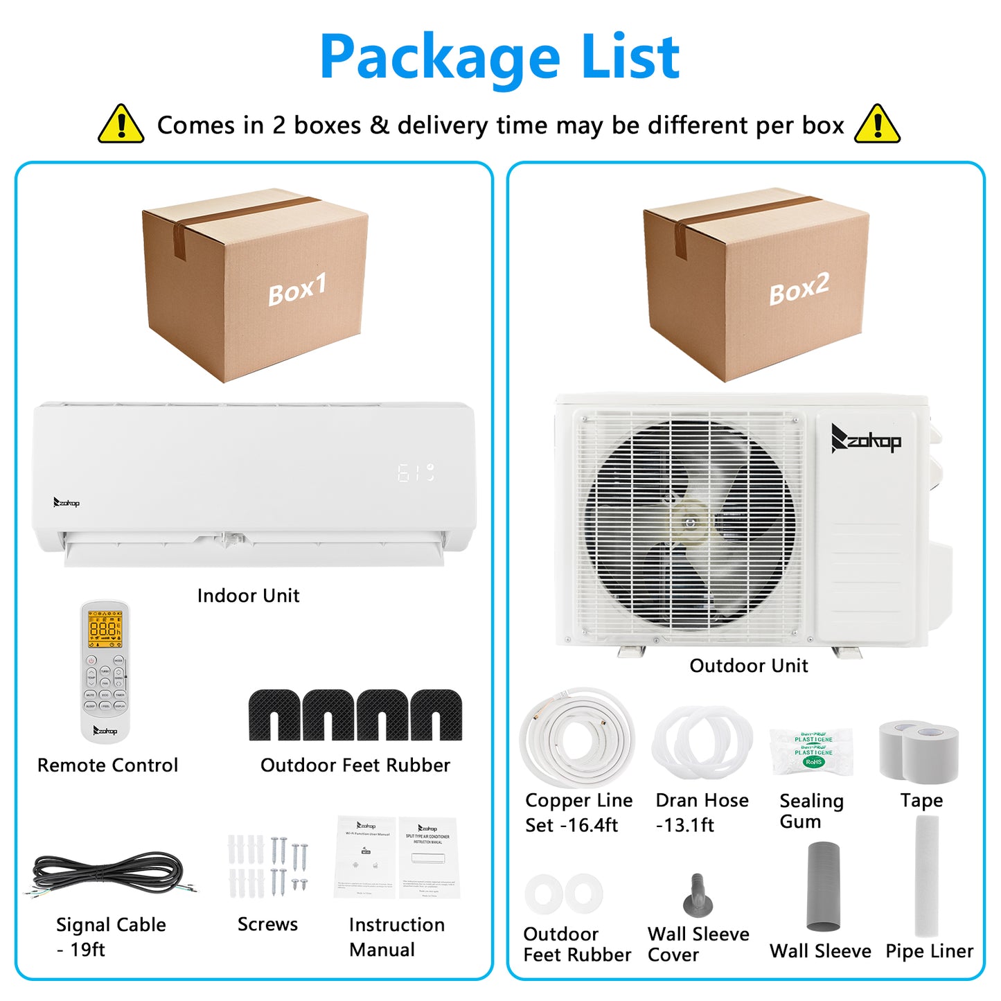 ZOKOP 24000 BTU Wifi Enabled Split Air Conditioner with Inverter Technology