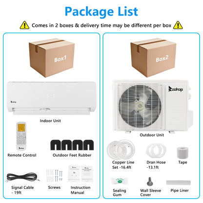 ZOKOP 9000 BTU Wifi Enabled 19 Seer Mini Split Air Conditioner & Heater AC 115V