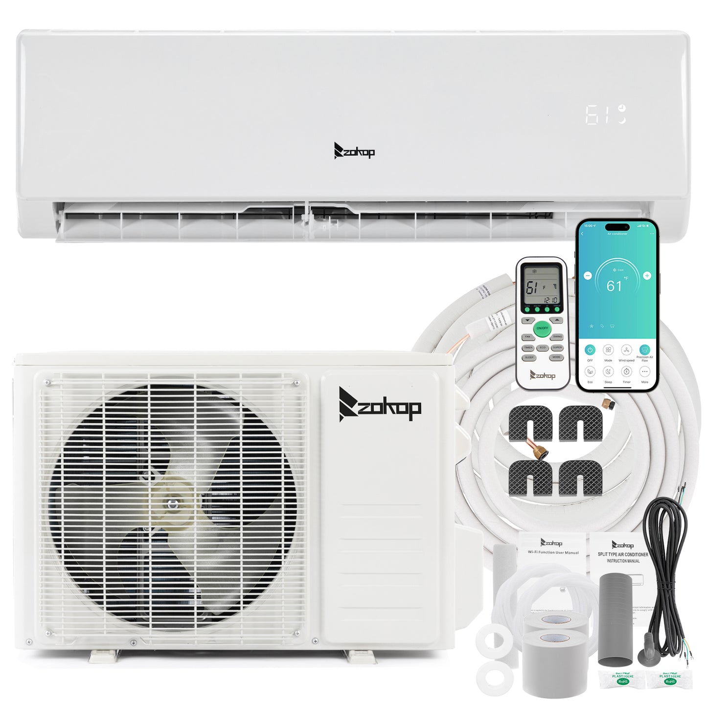 ZOKOP 11000BTU Wifi Enabled Mini Split Air Conditioner & Heater