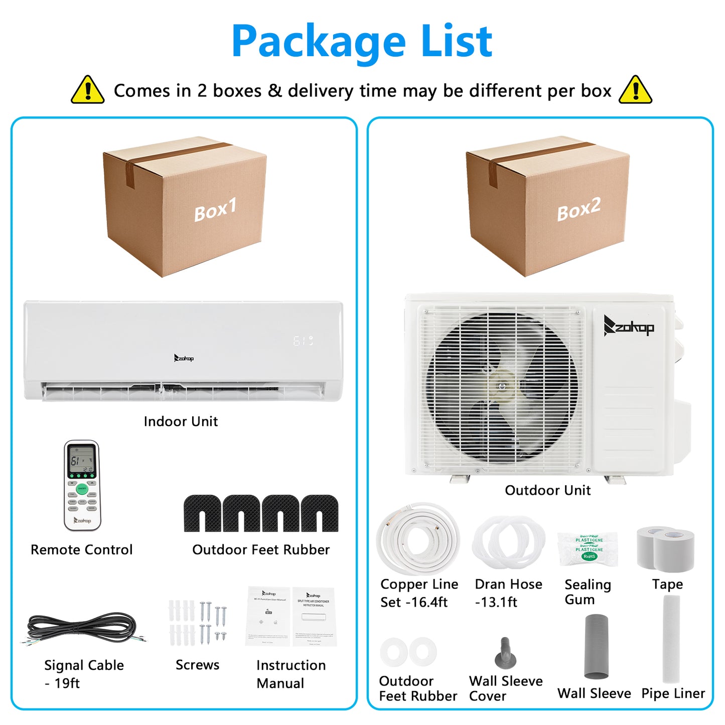 ZOKOP 11000BTU Wifi Enabled Mini Split Air Conditioner & Heater