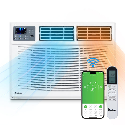 ZOKOP WiFi Enabled 12000 BTU Heat And Cool Window Air Conditioner With Wifi Controls