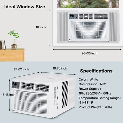 ZOKOP WiFi Enabled 12000 BTU Heat And Cool Window Air Conditioner With Wifi Controls