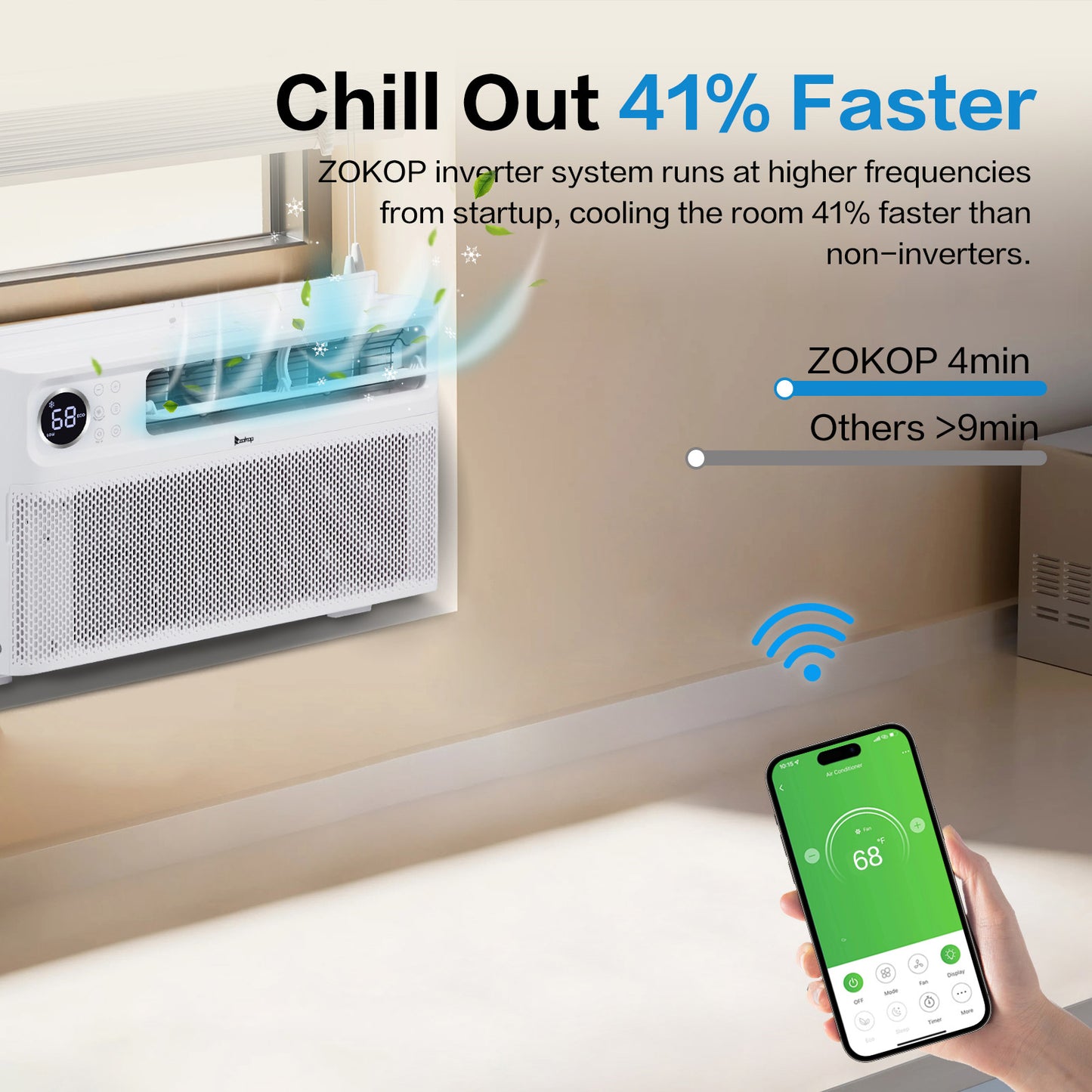 ZOKOP 8000 BTU Inverter Window Air Conditioner with APP & Voice Control