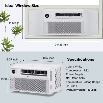 ZOKOP 8000 BTU Inverter Window Air Conditioner with APP & Voice Control