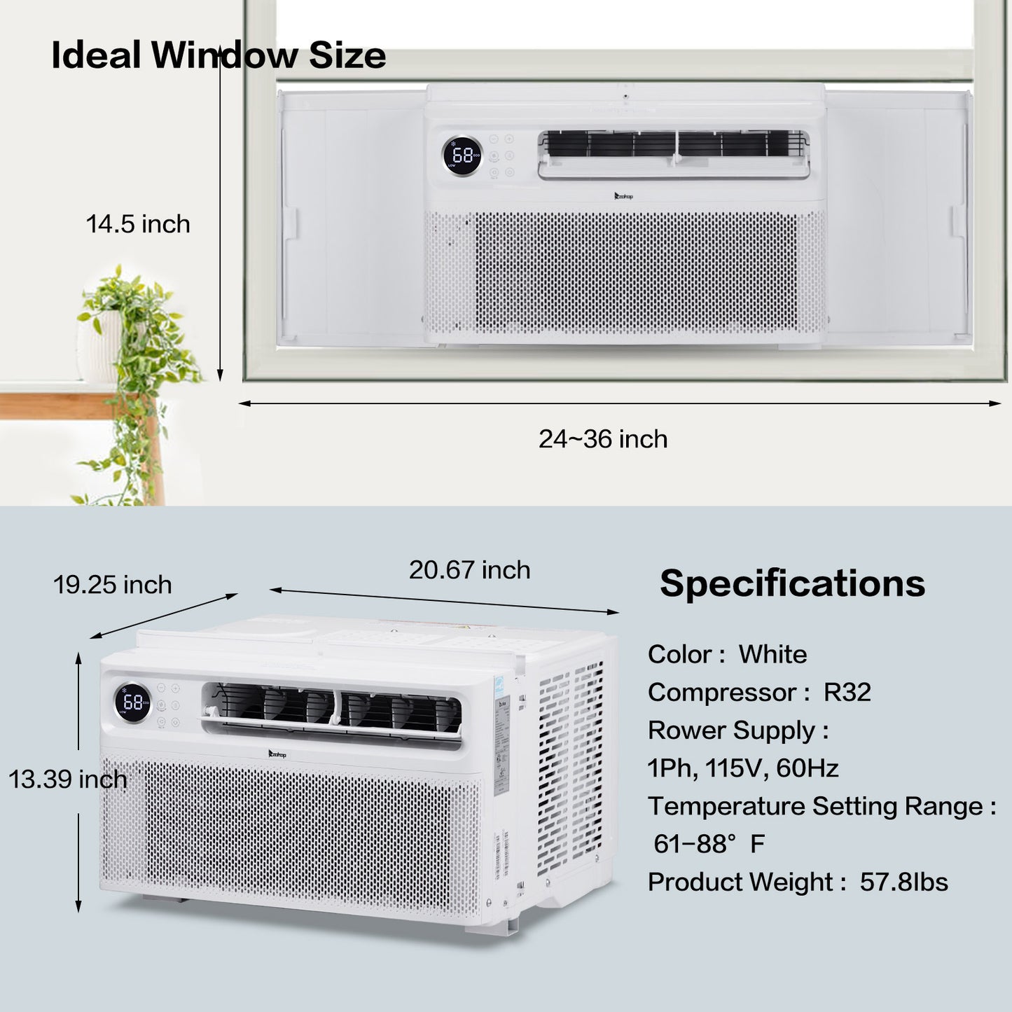 ZOKOP 10000 BTU Inverter Window Air Conditioner with WiFi