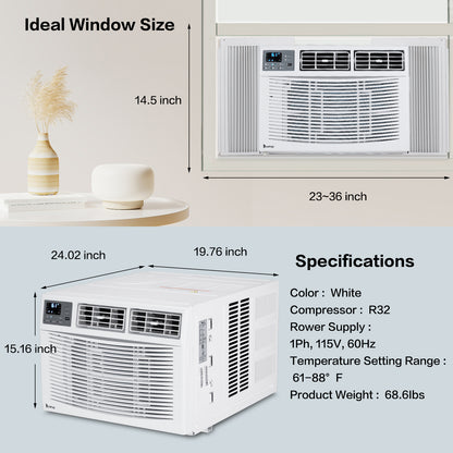 ZOKOP 8000 BTU Heat And Cool Window Air Conditioner With Wifi Controls