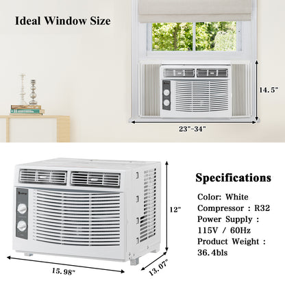 ZOKOP Window Air Conditioner 5000 BTU, 7 temperature,2 cooling and fan settings