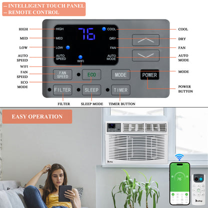 ZOKOP 12000BTU 110V Window Air Conditioner With WIFI And Remote