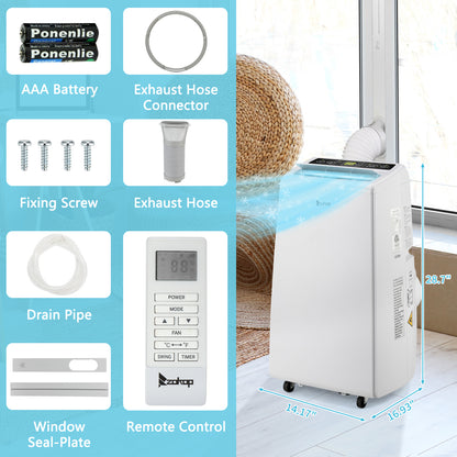 ZOKOP Smart WiFi Enabled 8250BTU (12000BTU ASHRAE) Portable Air Conditioner & Dehumidifier Function