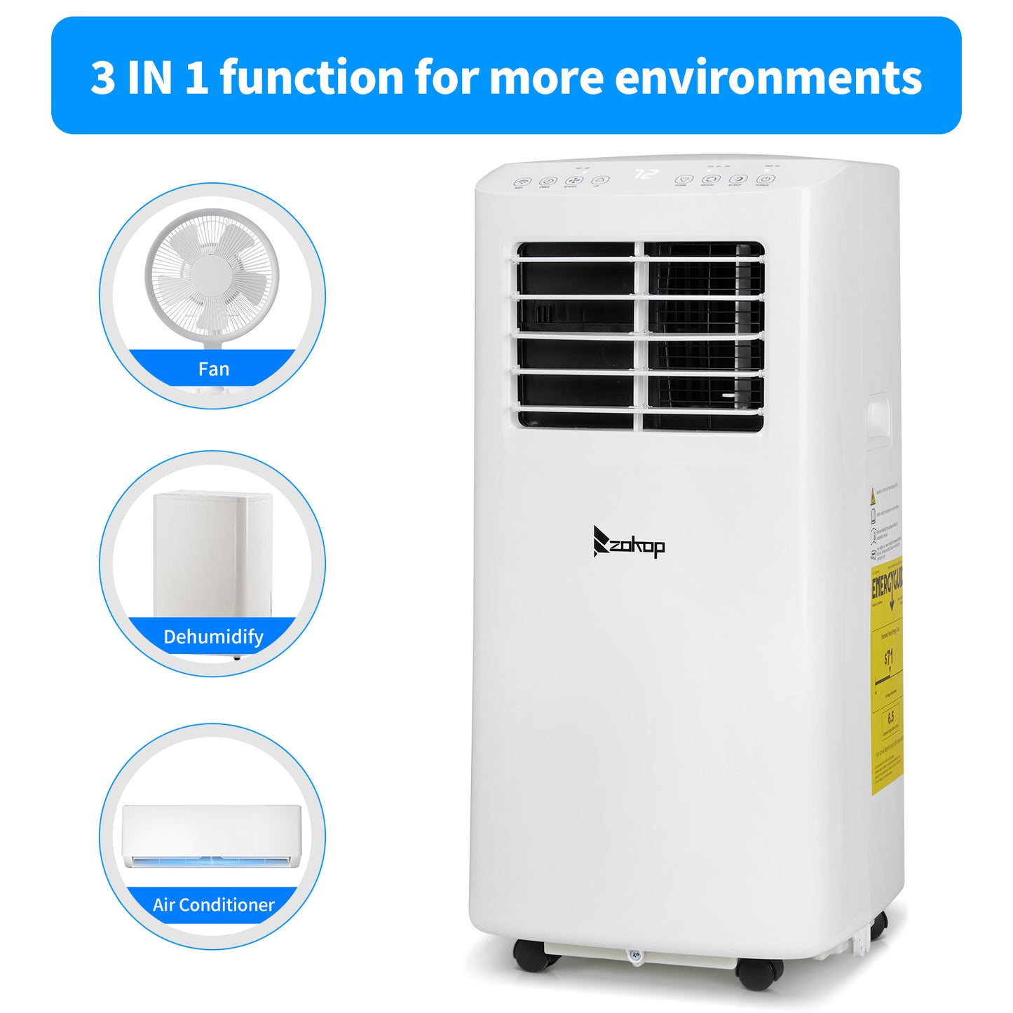 ZOKOP Smart WiFi Enabled 5100 BTU (8000 BTU ASHRAE) Portable Air Conditioner