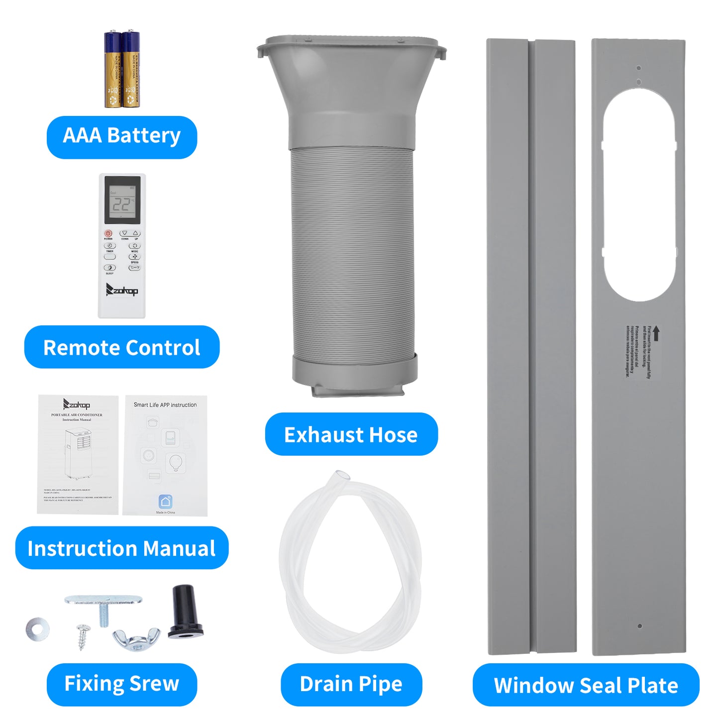 ZOKOP Smart WiFi Enabled 5100 BTU (8000 BTU ASHRAE) Portable Air Conditioner