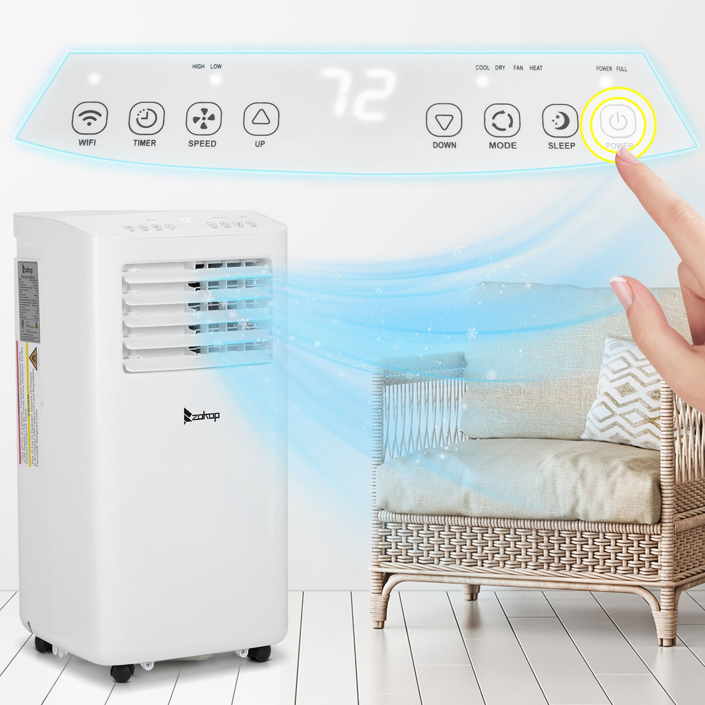 ZOKOP WiFi Enabled 7100BTU (10000 BTU ASHRAE) Portable Air Conditioner