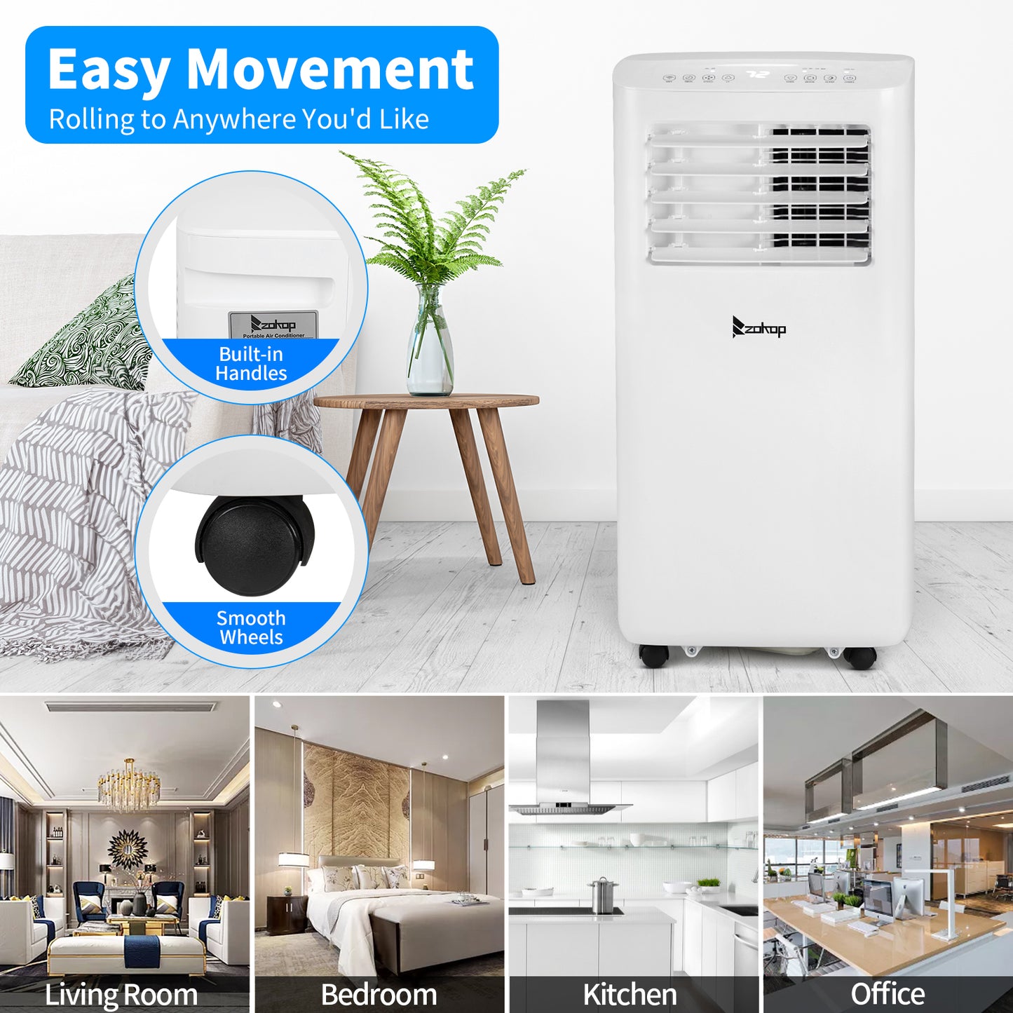 ZOKOP WiFi Enabled 7100BTU (10000 BTU ASHRAE) Portable Air Conditioner