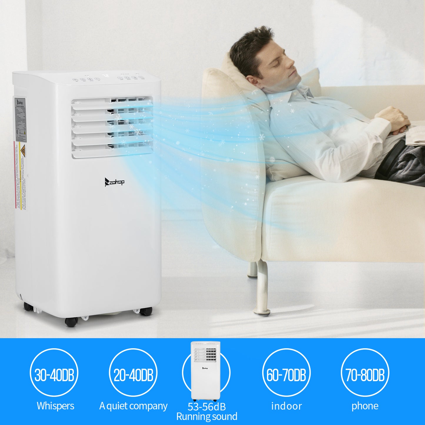 ZOKOP WiFi Enabled 7100BTU (10000 BTU ASHRAE) Portable Air Conditioner